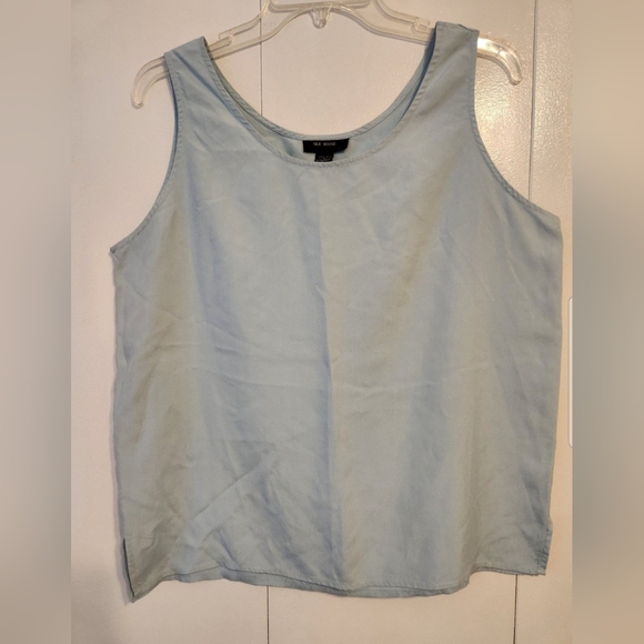 Silk House Light Blue 100% Silk Sleeveless Tank Top Size Medium - Picture 1 of 4
